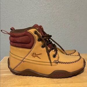 KURU Tan and Brown Leather Boots with Moccasin Stitching
